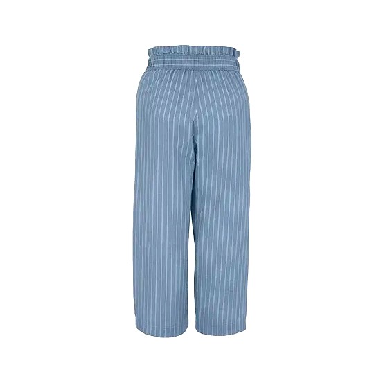 Pantalones Culotte Lino Azul Mujer