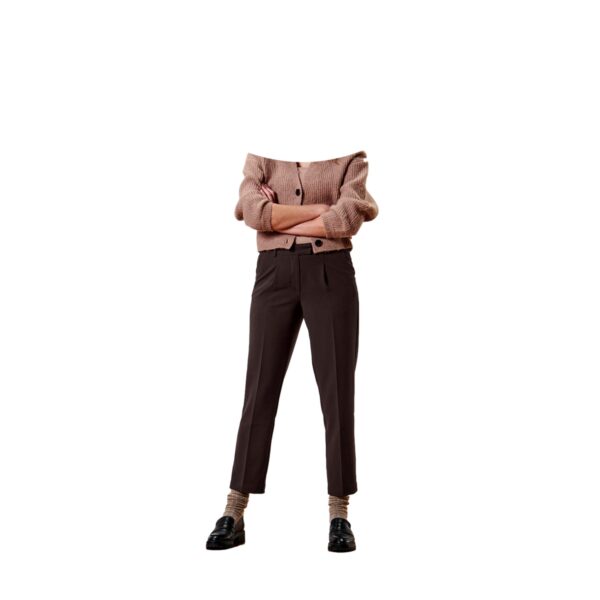 Pantalon Tejido Con Pliegues Cafe Mujer Tchibo