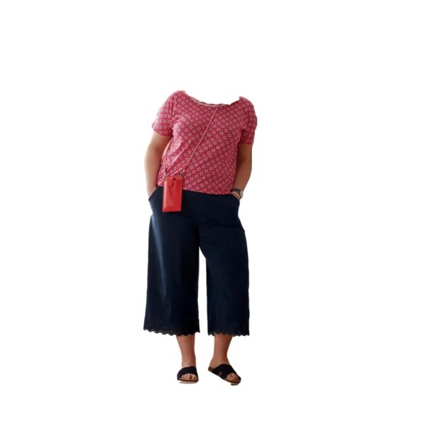 Pantalon Culottes Con Bordado Algodon Mujer Tchibo